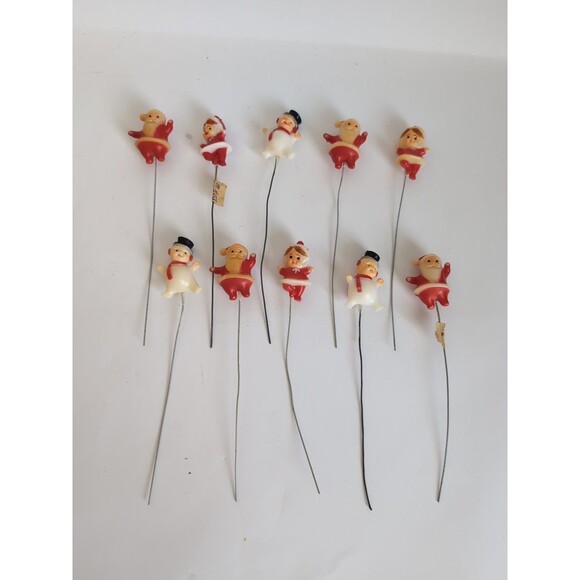 Vtg Christmas Ornament Miniature Pics Ornaments Mr Mrs Santa Snowman 10 - Picture 1 of 7